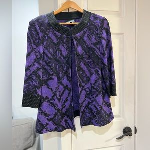 Ming Wang Sapphire Purple/Black Knit Jacket